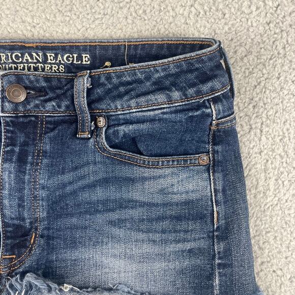 American Eagle Outfitters Women's US 6 Stretch Blue Vintage Hi-Rise Shorts - Picture 9 of 10